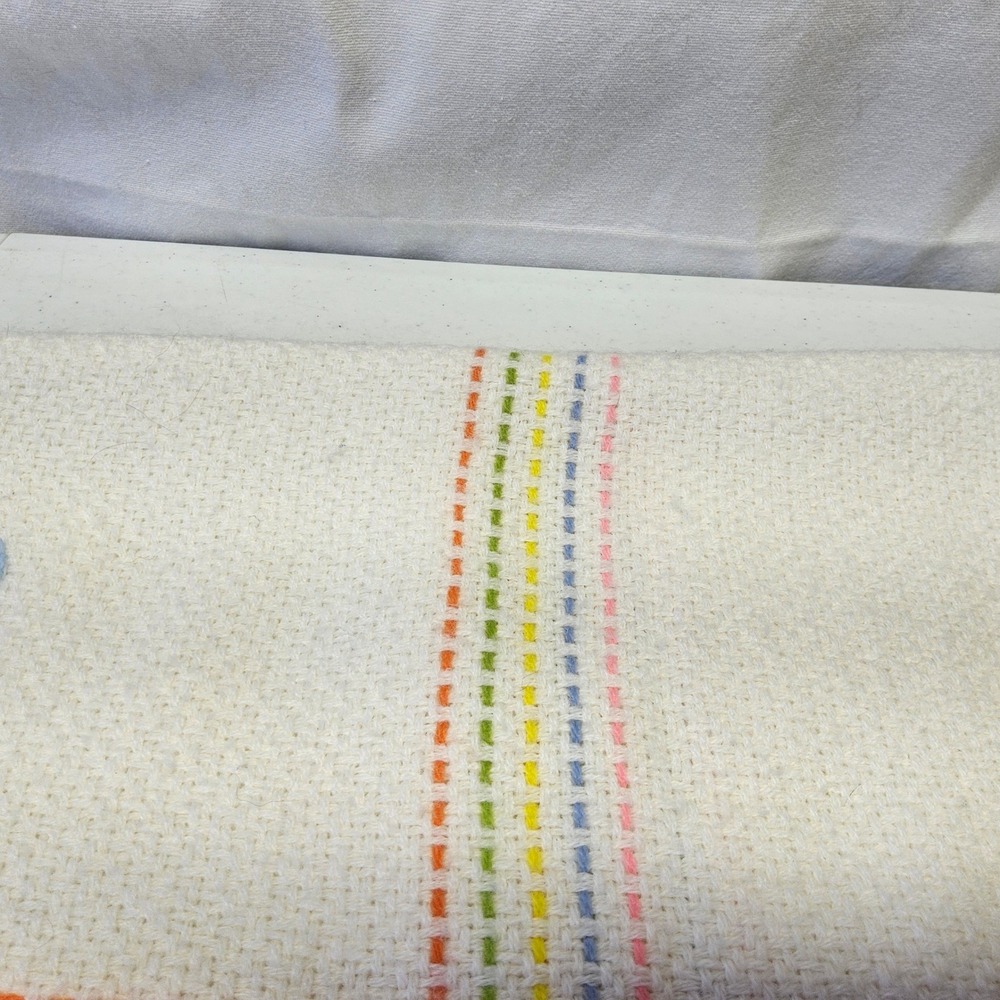 The Three Weavers Baby Blanket Kids OS White Vintage Handwoven Orlon Bear Plaid - Picture 8 of 16